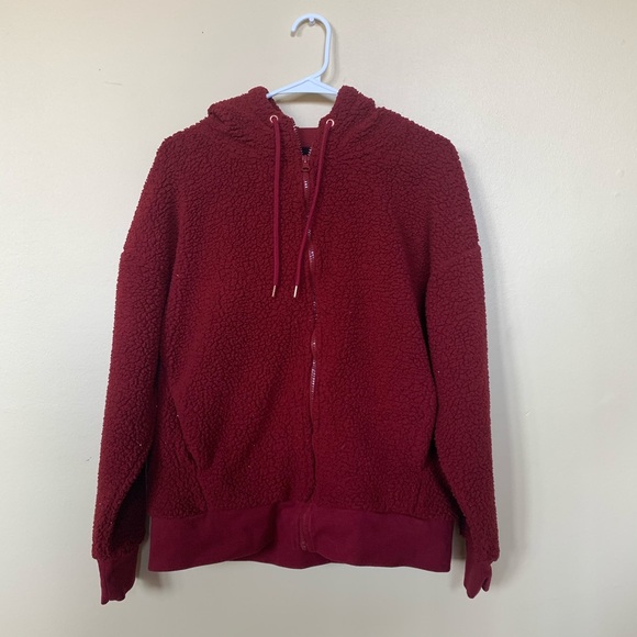 Champion Burgundy Sherpa Fleece Full Zip Jacket - Picture 3 of 6